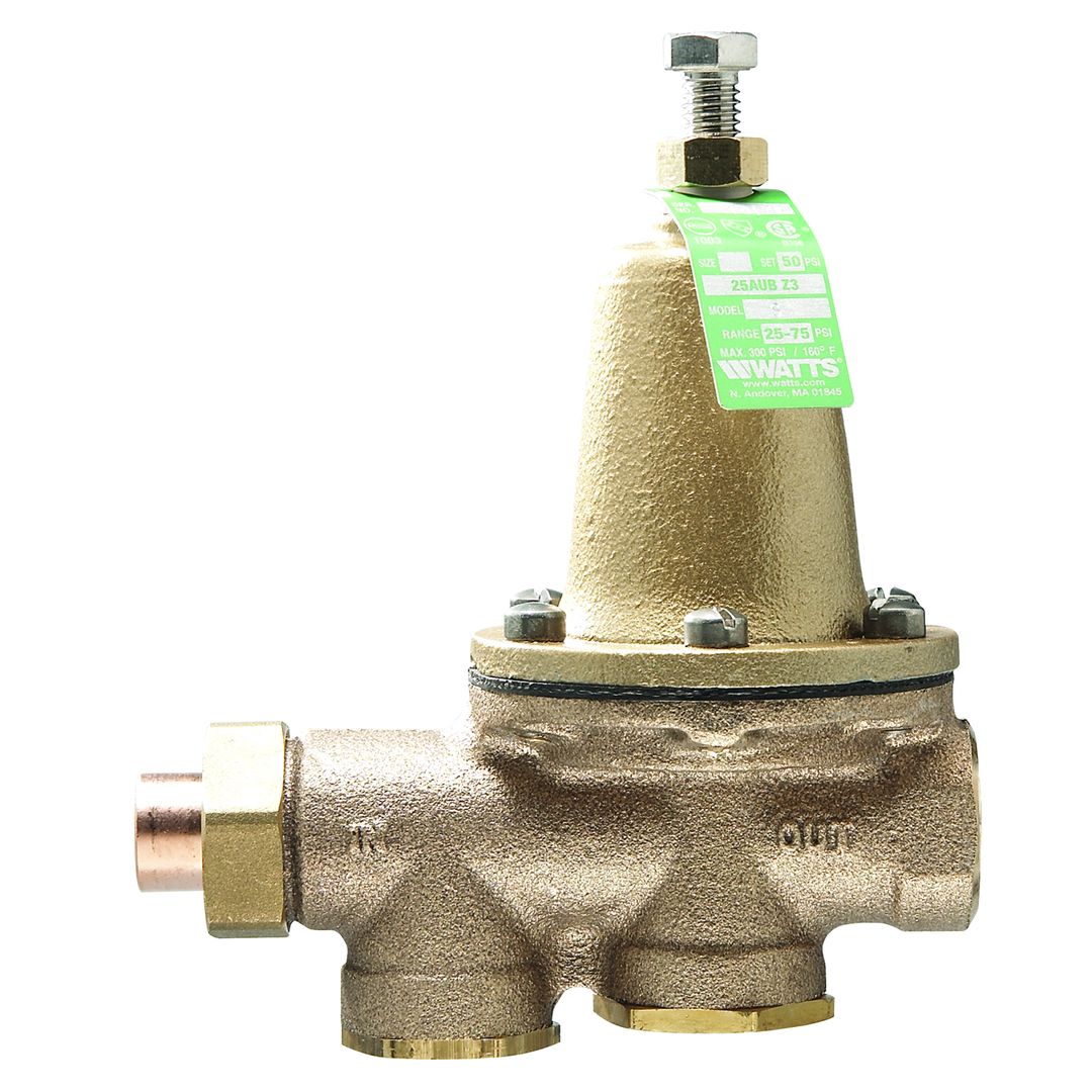 Product Image Lead Free Water Pressure Reducing Valve, Solder x NPT Female, Polymer Seat, Adjustable Pressure Range 25-75 psi