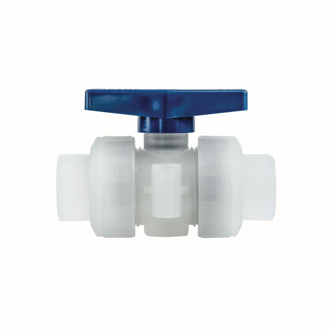 Whiteline Polypropylene Socket Fusion True Union Ball Valve - Front View